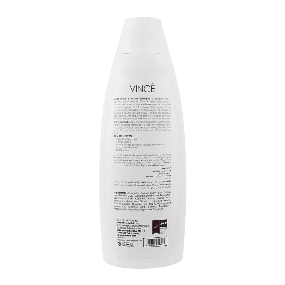 Vince Biotin and Keratin Anti Hair Loss Shampoo 230ml - Image 2