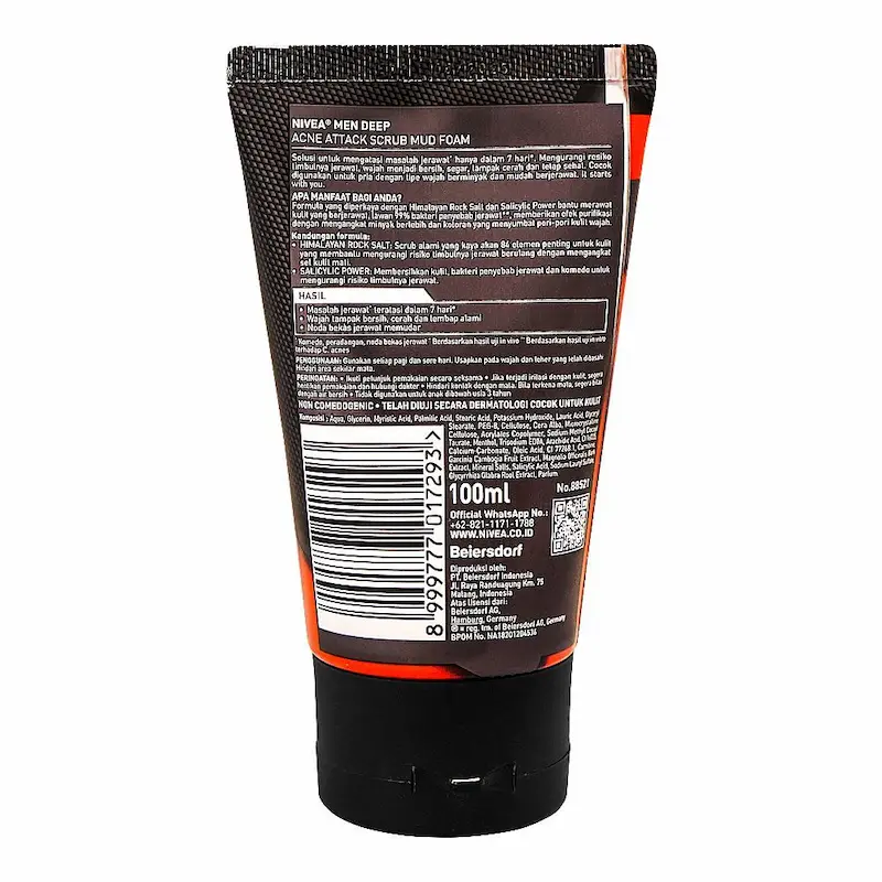 Nivea Men Deep Acne Attack Scrub Mud Foam 100ml - Image 2