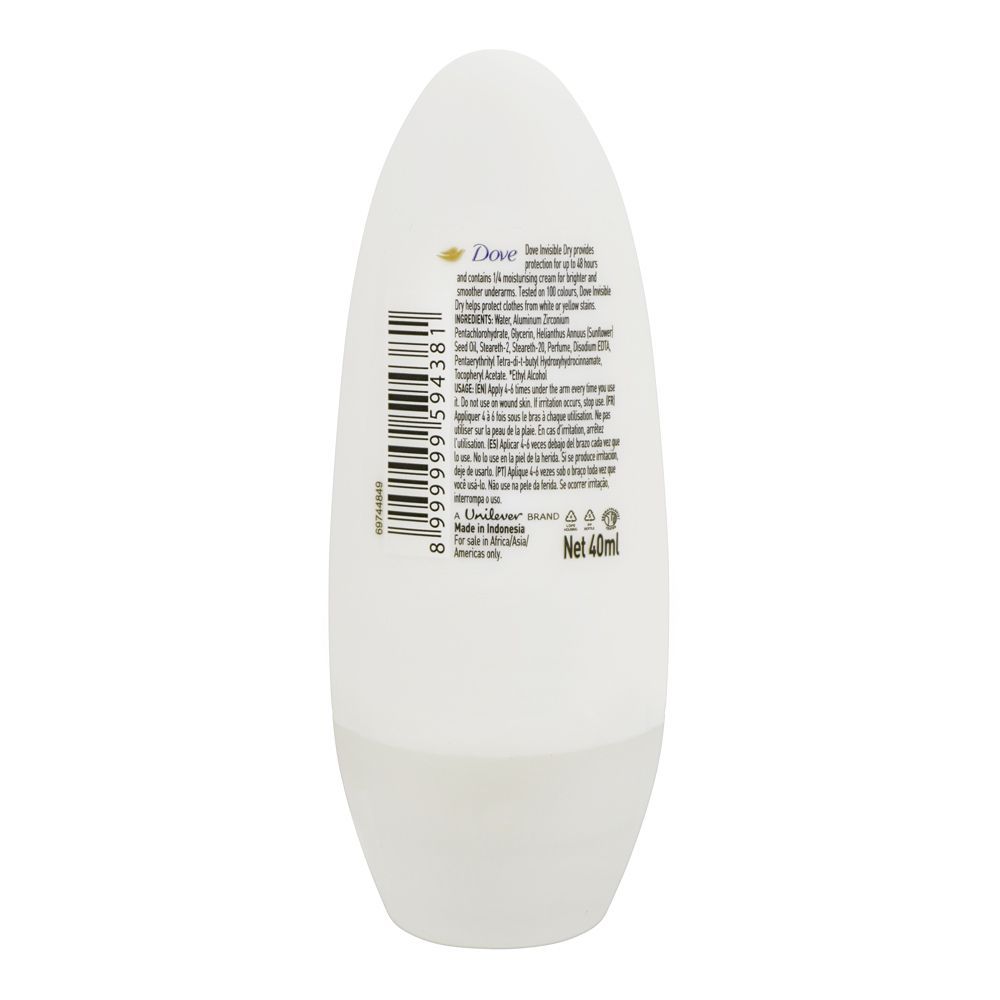 Dove Invisible Dry Deodorant Roll On 40ml - Image 2