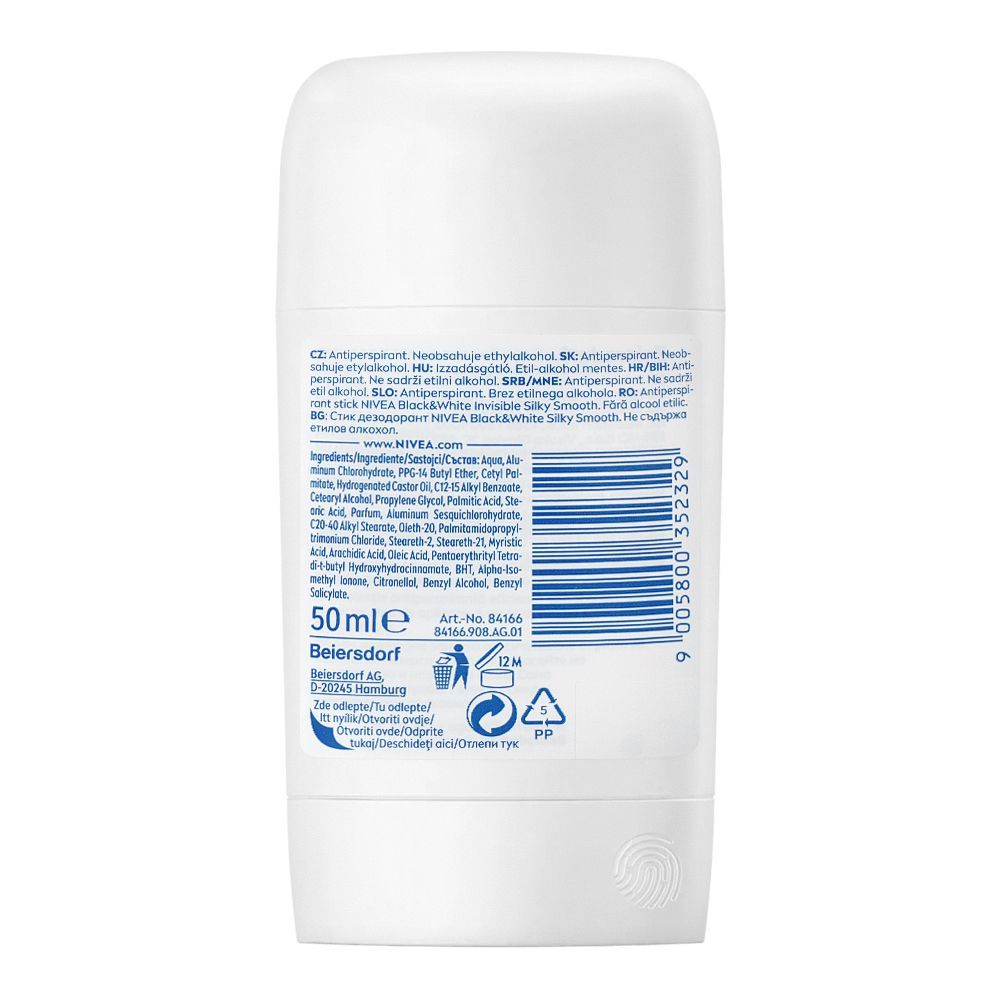 Nivea Black and White Invisible Silky Smooth 48H Deodorant Stick 50ml - Image 2