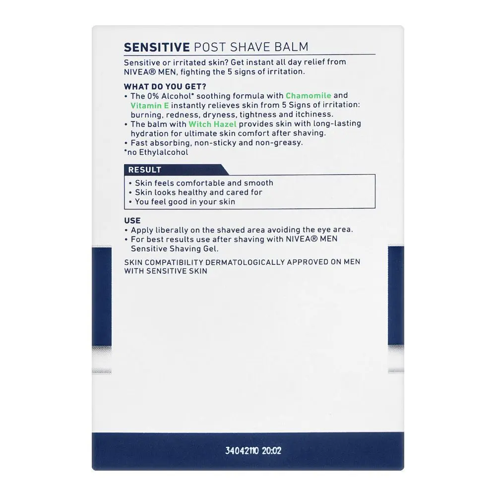Nivea Men Sensitive Post Shave Balm Provide Instant Relief Alcohol Free 100ml - Image 2