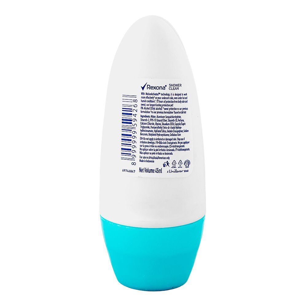 Rexona Motion Activated Shower Clean Roll On 45ml - Image 2