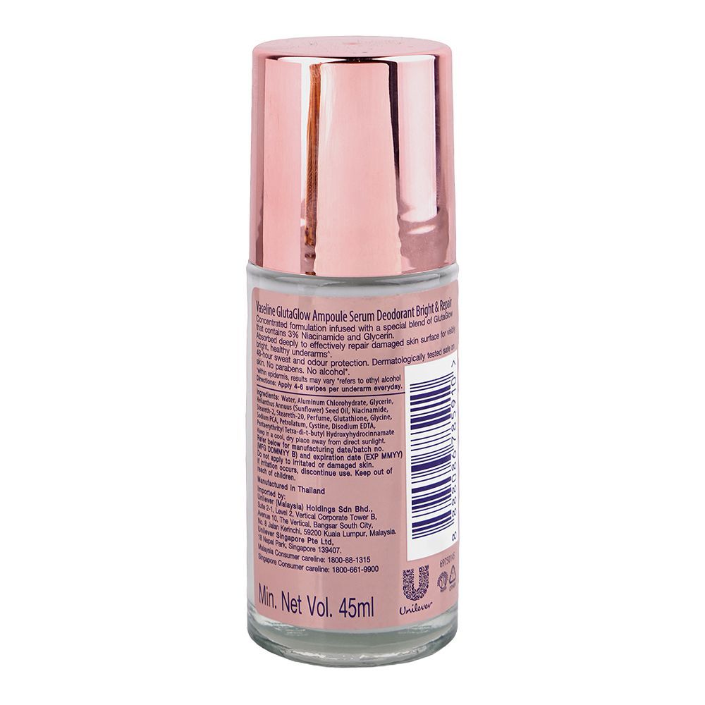Vaseline Gluta Glow Bright & Repair Serum Deodorant Roll On 45ml - Image 2