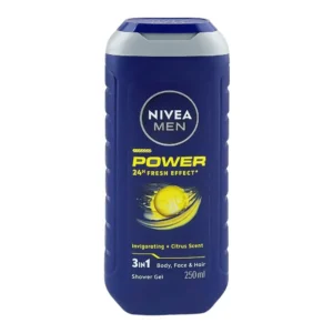 Nivea Men Power 24H Fresh Effect 3-In-1 Shower Gel For Body Face & Hair 250ml