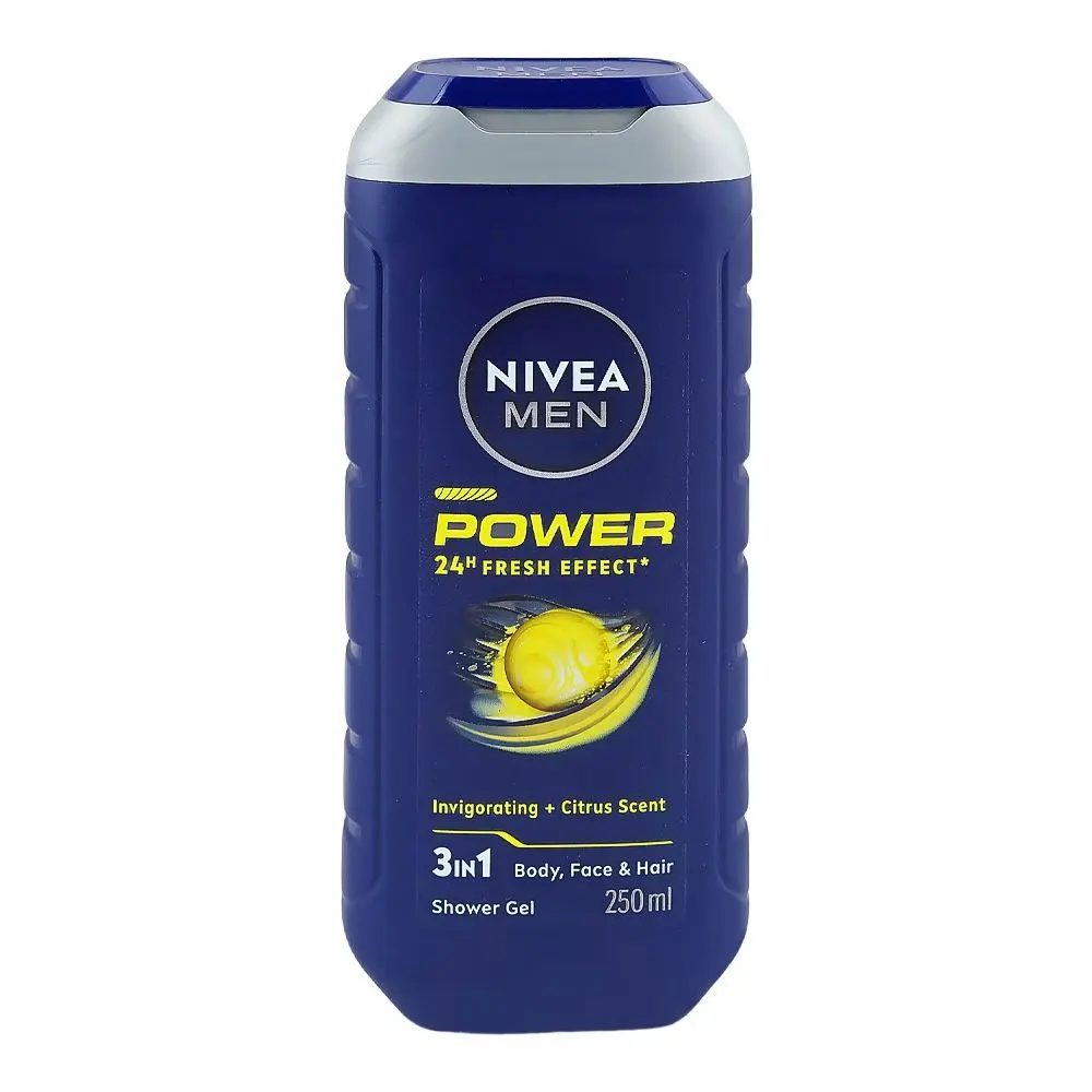 Nivea Men Power 24H Fresh Effect 3-In-1 Shower Gel For Body Face & Hair 250ml